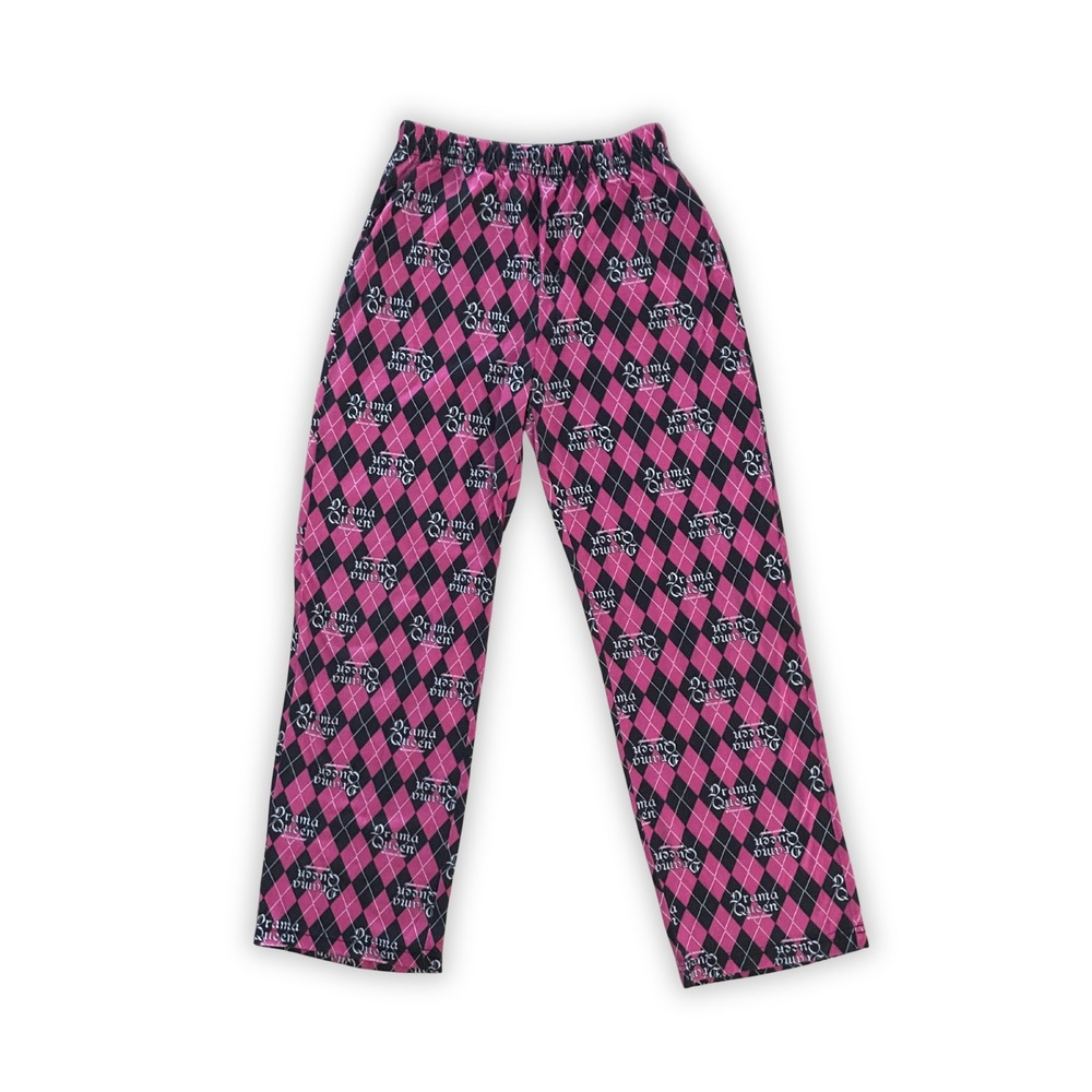 Stupid Factory Girls Pink Black Argyle Drama Queen Pajama Pants Size 14/16
